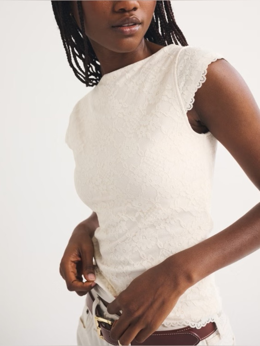 Abercrombie & Fitch Bra-Free Short Sleeve Lace Reversible Top